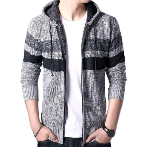 

2020 high quality fashion new men's knitted sweater hoodie jacket wholesale custom