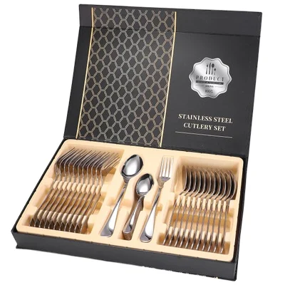

Silverware Flatware Cutlery 36pcs Set, Stainless Steel Utensils , Include Knife/Fork/Spoon, Mirror Polished, Rose gold;silver, black , rainbow