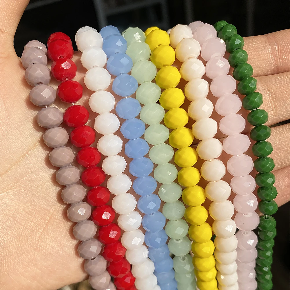 

Wholesale Mixed Color 3/4/6/8MM Faceted Flat Round Crystal Glass Rondelle Loose Spacer Beads For Jewelry Making