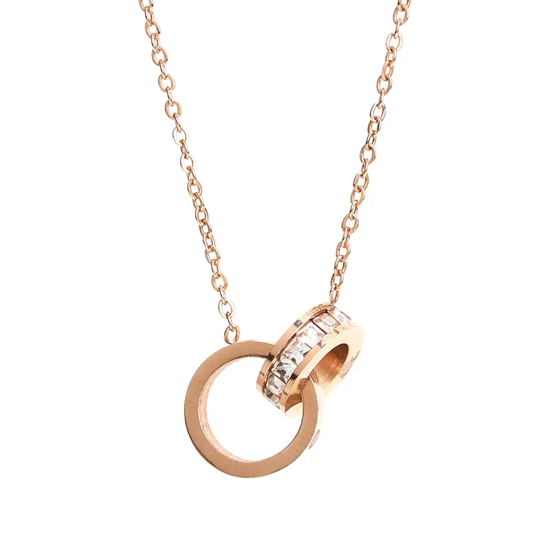

Rose gold simple interlocking necklace charm short fashion collarbone chain wholesale