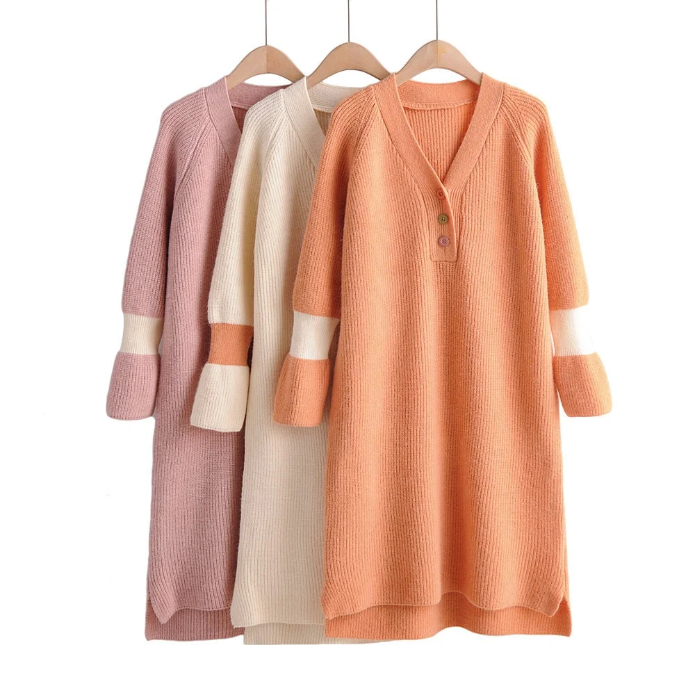 

B61920A 2019 Autumn Poncho Women Christmas Crop Top Knit Wool Sweater Wholesale, Pink/orange/rice