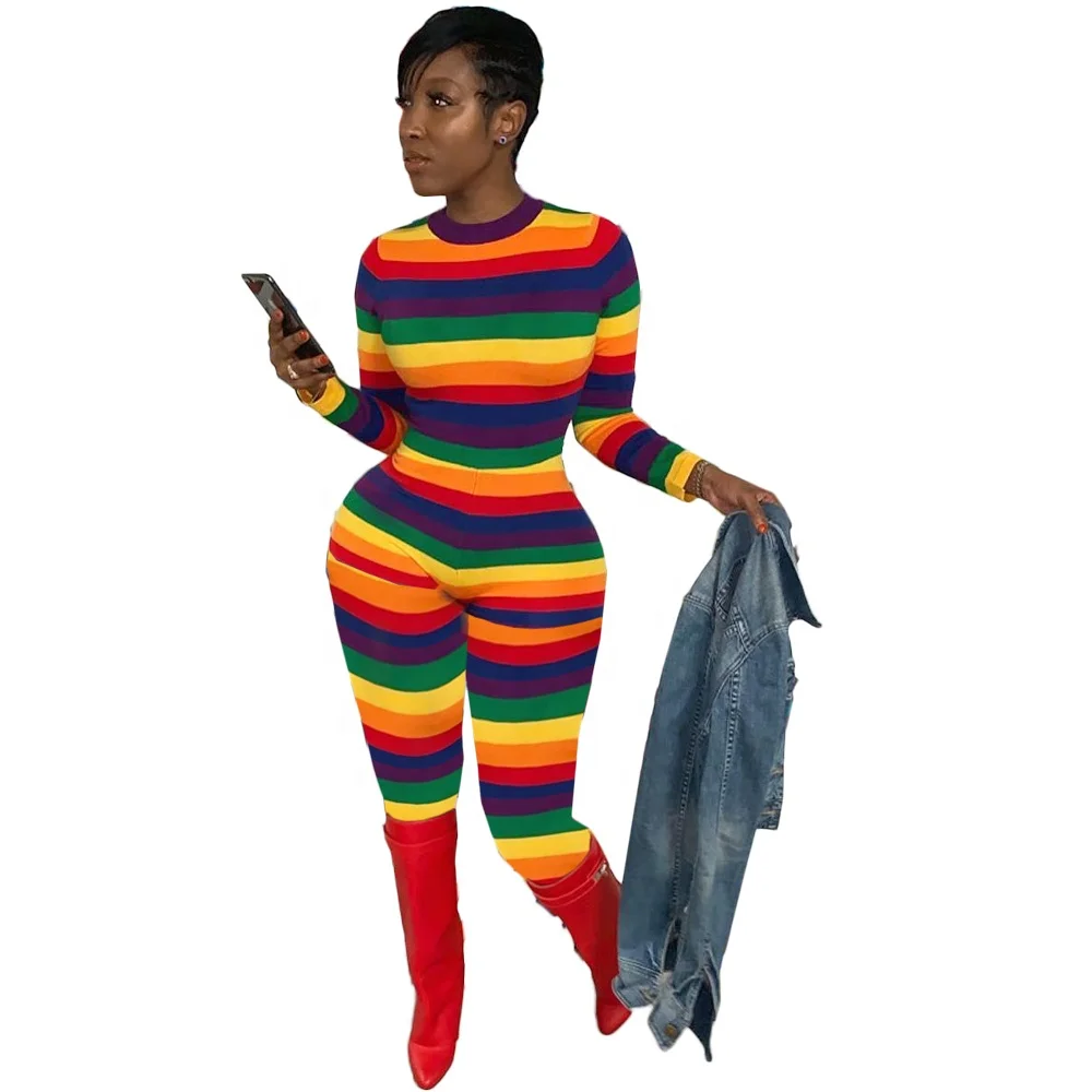

2021 Fall Rainbow Adult Ladies Clothing Jumpsuit