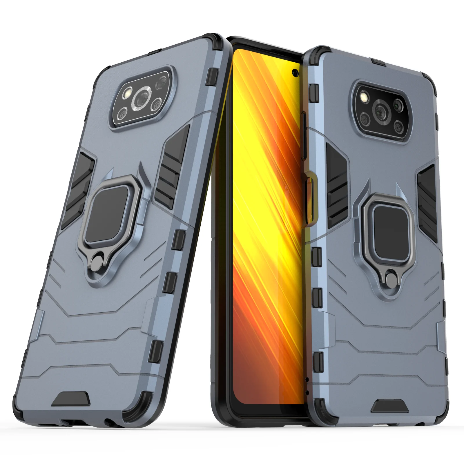 

Case With Metal Ring Holder Stand For Xiaomi Poco X3 NFC Protector Armor Cover