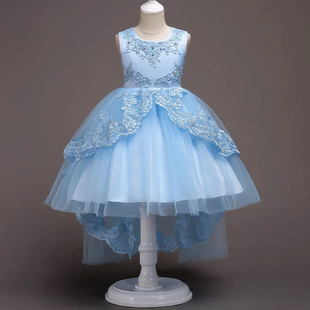 

Exquisite layered mesh and beaded European style girl wedding dress kids banquet evening dress 10 years old