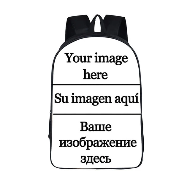 

Custom Print Your Pattern or Logo into Backpack Women Men School Bag for Girls Daily Bags Kids Satchel Mochila Bookbag for Child, Black