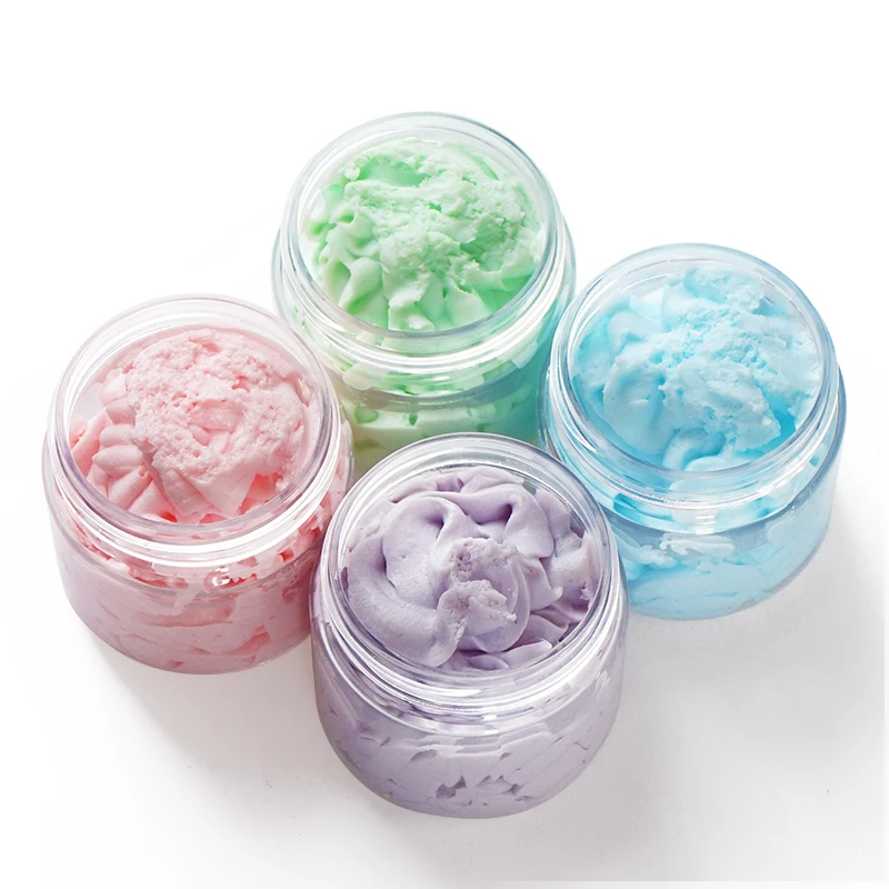 

Private Label Natural Organic Vegan Exfoliating Whitening Forming Ice Cream Whipped Body Scrub, 4 color