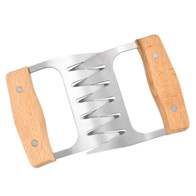 

2 Pieces Metal Meat Claws Stainless Steel Meat Shredder Claws with Wood Handle, Customized