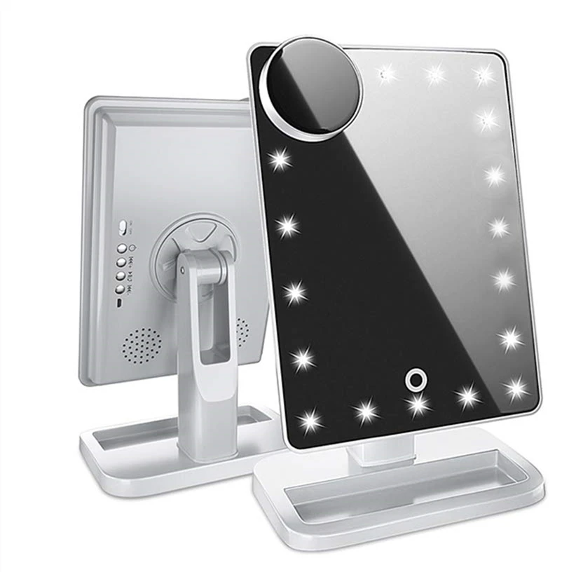 

Bedroom rechargeable led make up vanity mirror light With Bluetooth, Black, white, rose gold