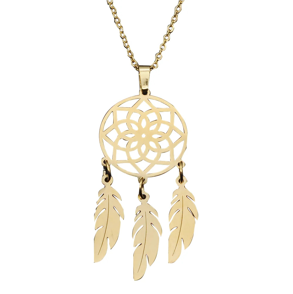 

2021 custom Stainless Steel Dream Catcher Necklace Laser Cut Jewelry, Gold,silver