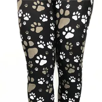 

Brown Dog Paw Printing 92/8 Polyester Spandex Super Stretch High Quality Brushed Fashion Custom Leggings for Women