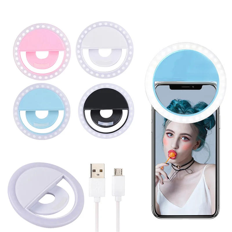 

Newest Rechargeable 3-Level Brightness Makeup Mobile Phone LED Selfie Ring Light
