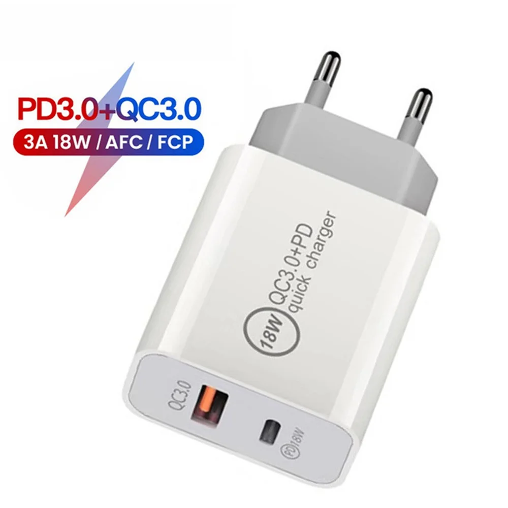 

18W Charger USB C 20W Phone Charger Type-C Fast Charger Set for iphone 12 pro max, White