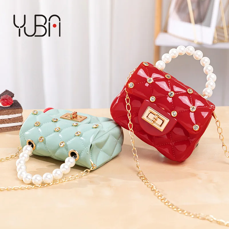 

2021 New Fashion Pearl Handle Small Jelly Bag Candy Color Mini Crossbody Jelly Purse Handbags For Girl, Pink,white,black,red,yellow,green or customize color