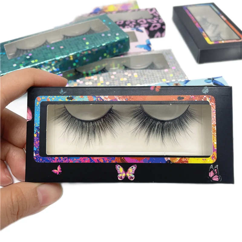 

Cruelty Free Vegan 2021 Hot Sale Faux Mink Eyelashes False Eyelash Winged Lashes Soft Cotton Band OEM Package Box Custom, Natural black
