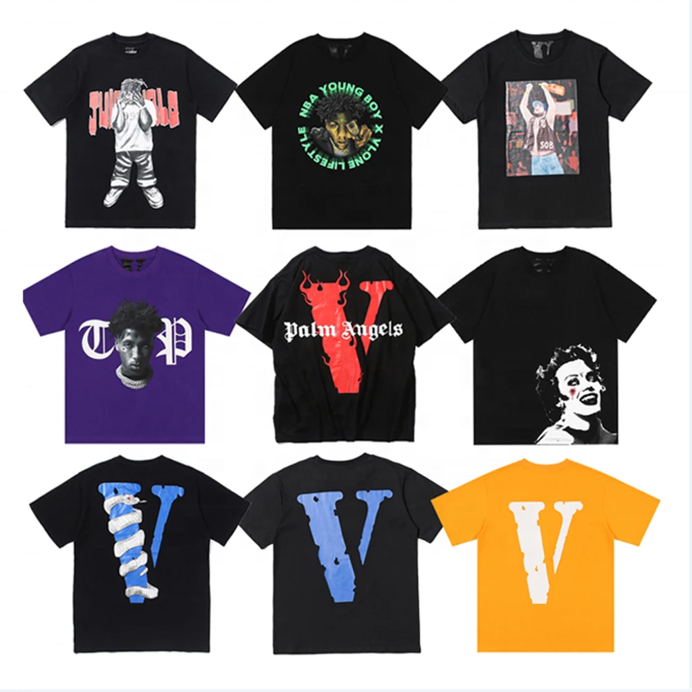 

100% cotton vlones Joint Brands Designer T-shirt Printed palm angels V lone with big V for men, Picture