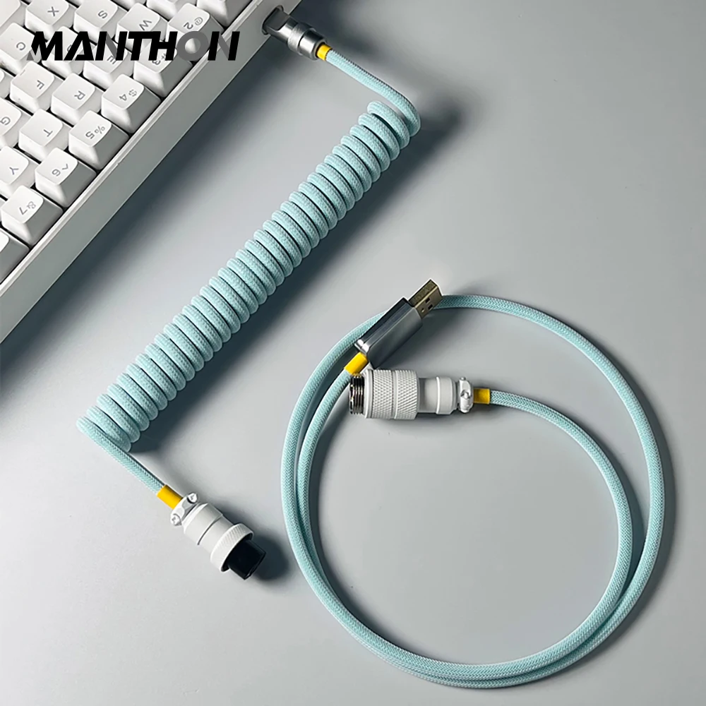 

Green Colorway Type-C Mirco To USB Custom Keyboard Cable Aviation Plug Data Cable Connector Keyboard Charger