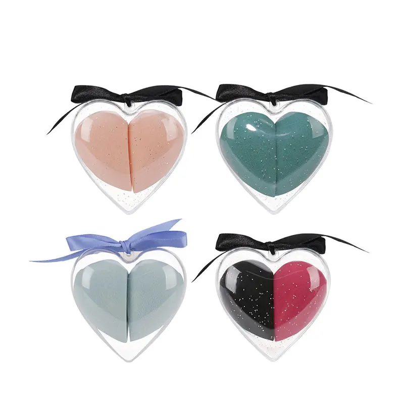 

1-4-42 wholesale beauty plastic heart makeup make up foundation sponge blender, Colourful