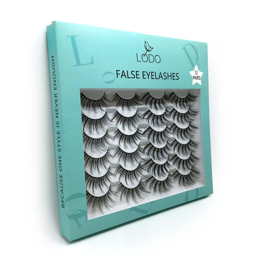 

2021 QUEENA thick natural false eyelashes imitation eyelashes wholesale 12 pairs false eyelashes