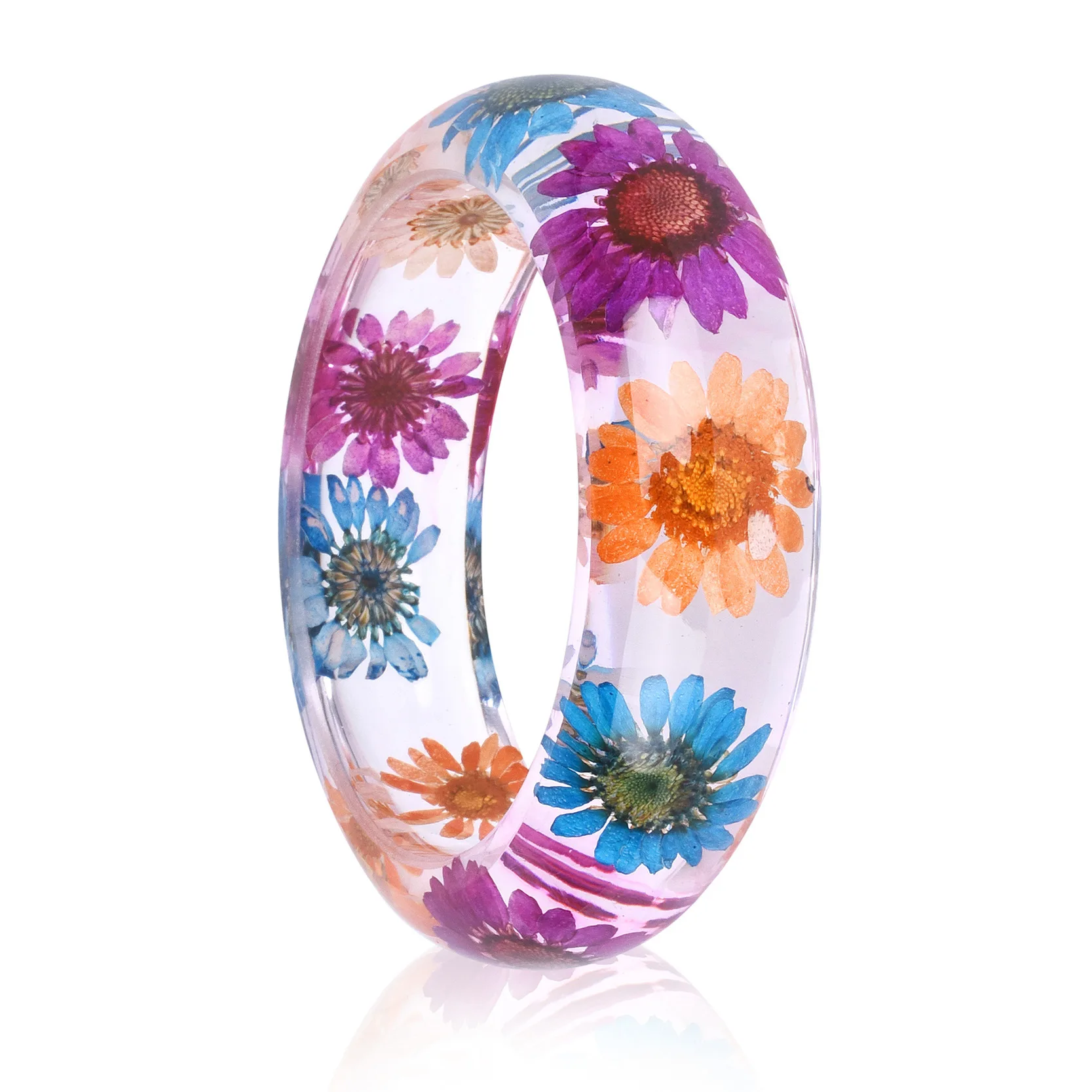

2021Unique Female Handmade Plant Jewelry Crystal Resin Jewelry Natural Flower Real Pressed Dried Flower Bracelet Bangle, Picture