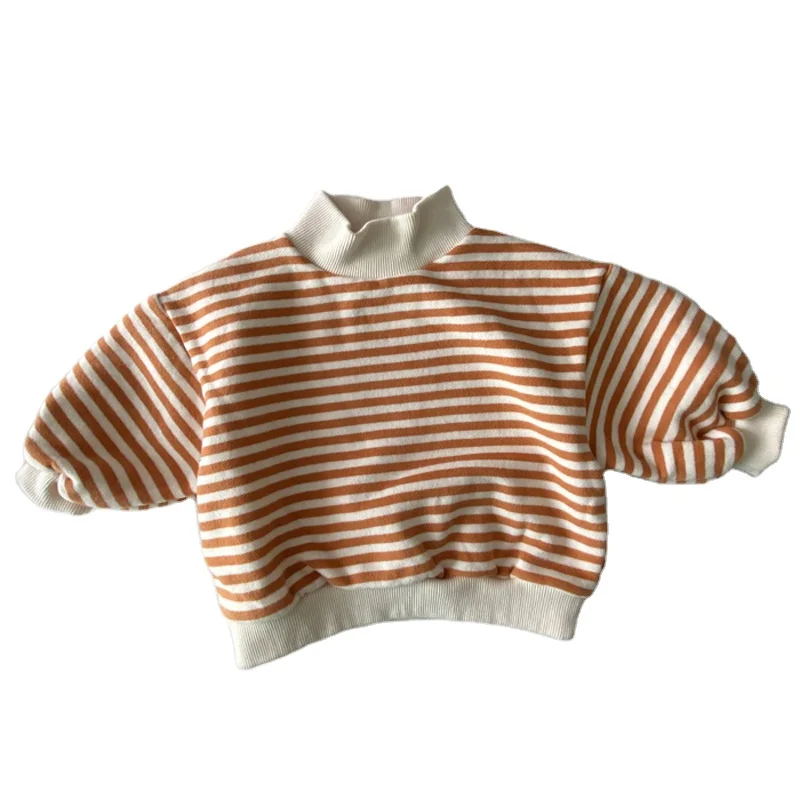 

Kids Tops Cotton Thicken Warm High-neck Toddler Boys Tops Striped Sweatshirt Hoodie