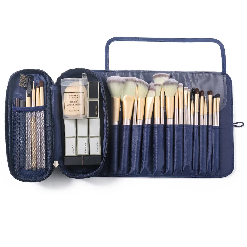 

customized logo makeup sets women cosmetic bag polyester multi pockets make up brush bag organizer brush storage bags for girls