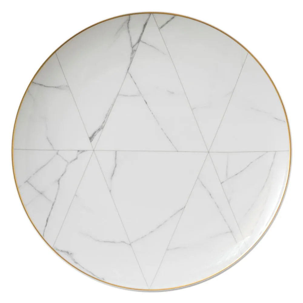 

JC fine china gold rim ceramic plates round luxury marble dinner plate