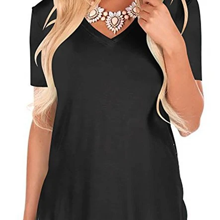 

Spring/Summer 2021 cross-border V-neck short sleeve dovetail loose T-shirt, Picture