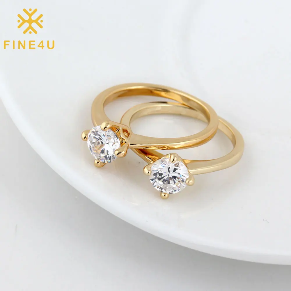 

Women Fashion Jewelry Gold Plated Claw Set Cz Zirconia Wedding Engagement Diamond Ring