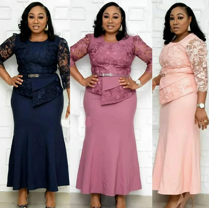 

Direct sale african women's dress oversize simple pattern coat two-piece casual big fat suit plus size dresses KC-AM395