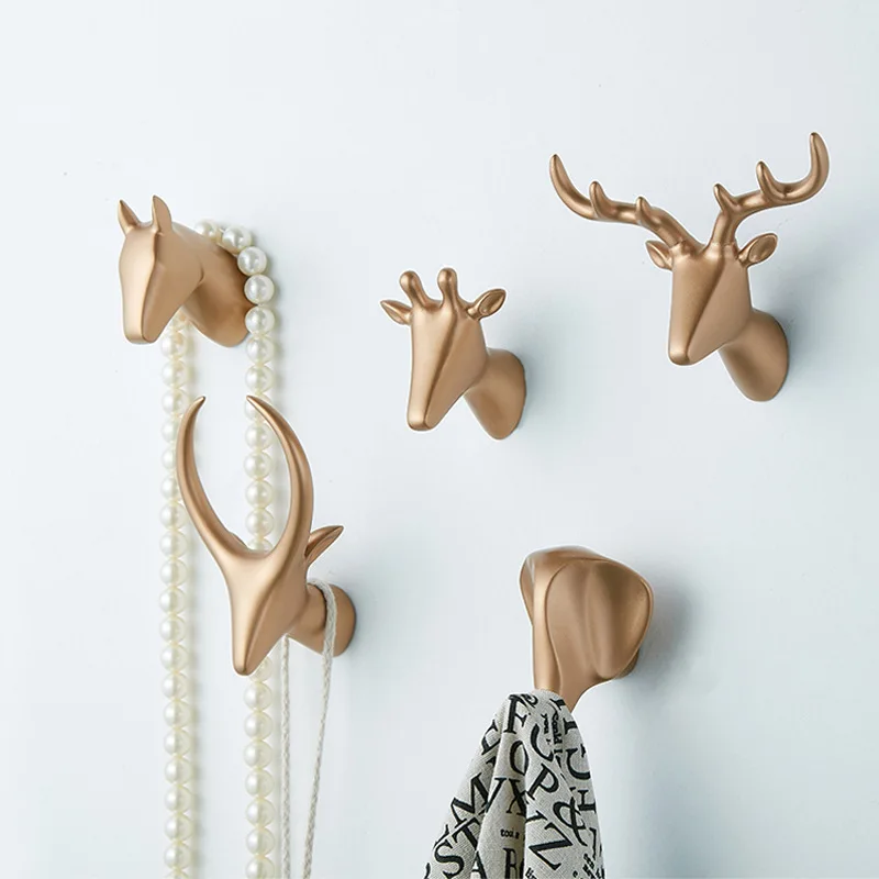 

Creative Animal Head Key Holder Nordic Hook Home Decoration Antlers Hang for Keys Bathroom Wall Hangers Hooks