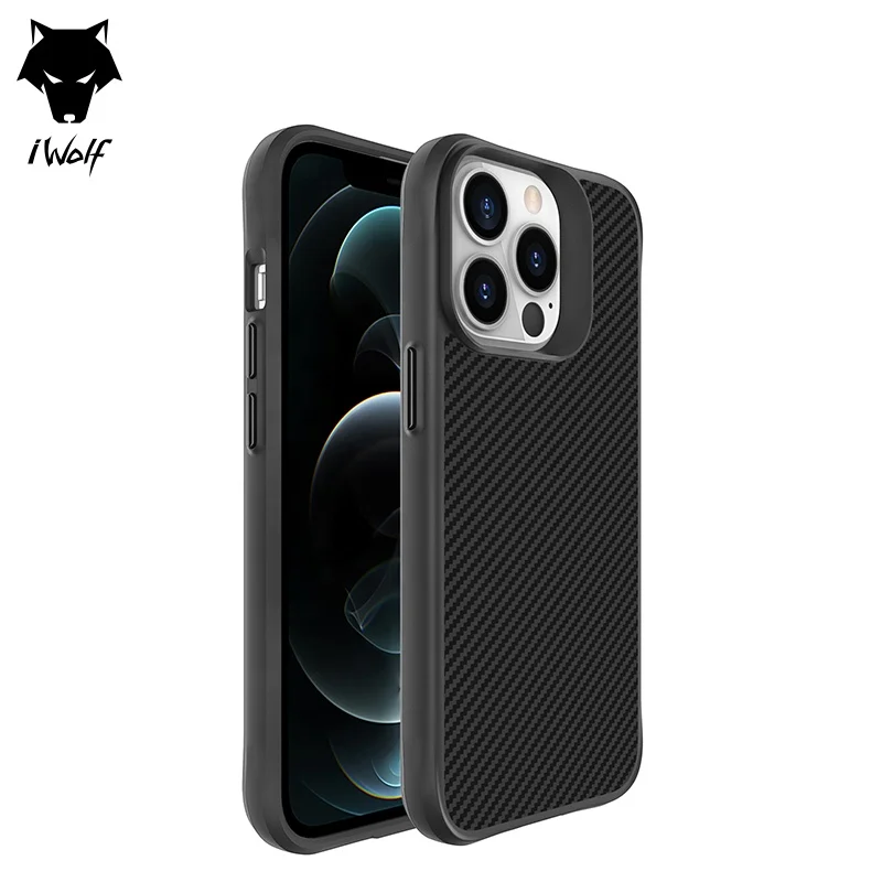 

Luxury Rugged Defender 2 In 1 Hybrid Armor Shockproof Tpu Pc Matte Carbon Fiber Phone Case Cover For iPhone 12 13 Pro Max, Black, white