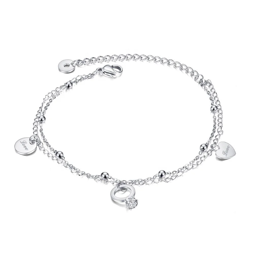 

High Quality Jewelry Anklets Ring Pendant Letter " Love " Women Foot Jewelry Ankle Bracelet, White, rose gold