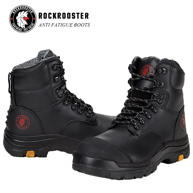 

RTS Rockrooster Low Price Guaranteed Quality Hanagal Hiking Boots Carpentry Work Boots 7"X-Wide Black Steel Hiker Safety Shoes