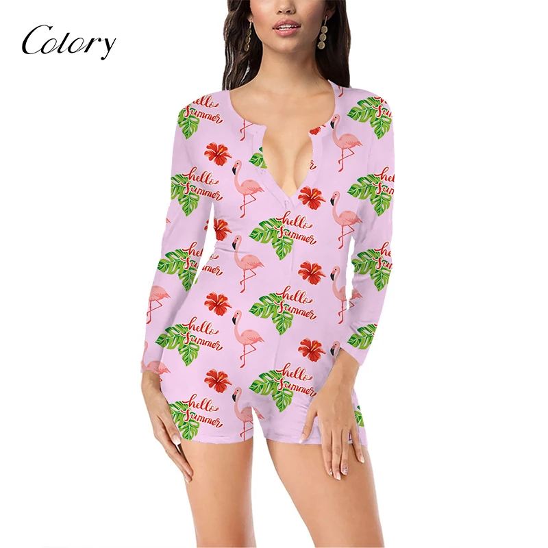 

Colory Women Lingerie Wholesale Women's Sleepwear Back Out Romper, Picture shows