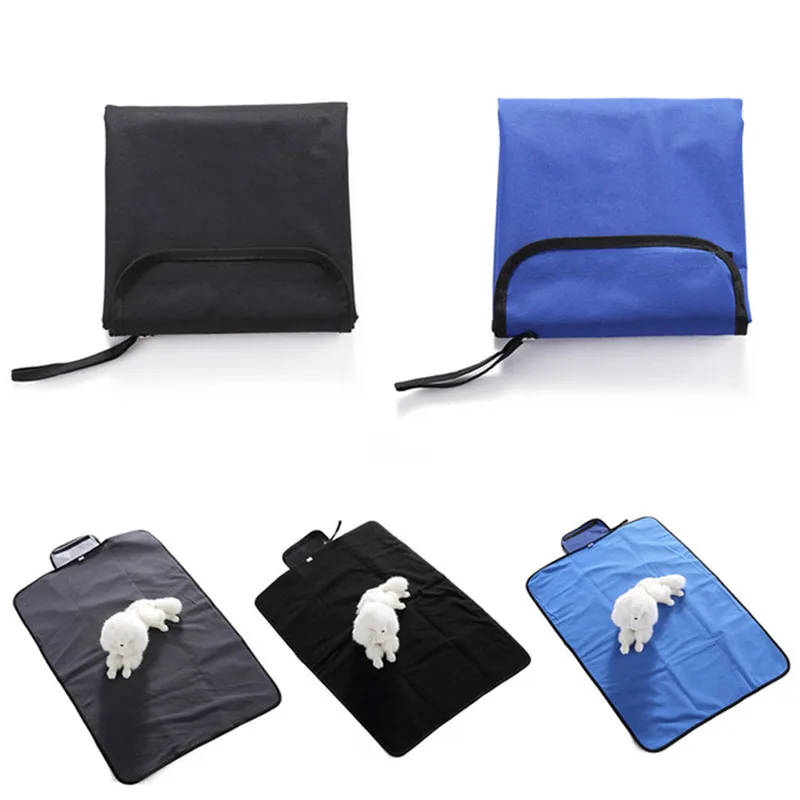 

Travel Double Foldable Pet Dog Blanket Waterproof Pet Mat for Dogs Cats Indoor Outdoor Lawn Use Black Blue Gray Cat Dog Pad