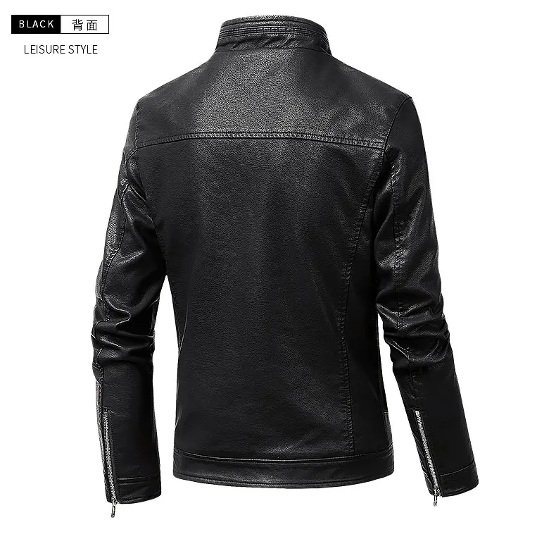 Men Casual Outdoor Brushed Leather Jacket Daily Life Warm Winter ...