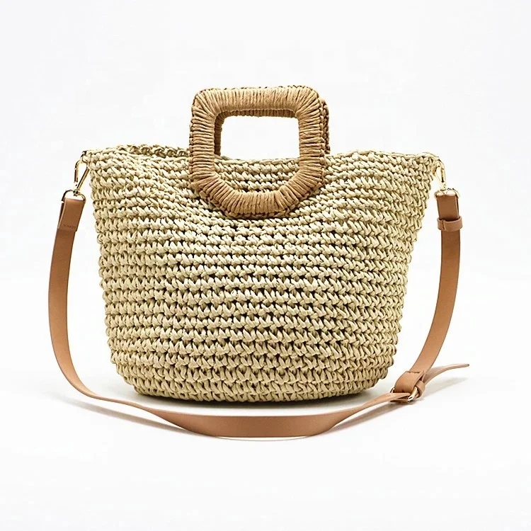 

High quality simple straw sling bags ladies fashion small summer beach shoulder handbag, Customerized