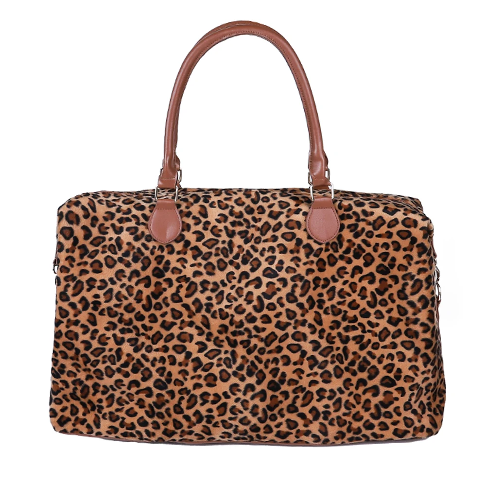 

Wholesale Animal Print Plaid Women Weekender Travel Bag Lady Large Capacity Canvas Leather Duffel Tote Bag, 6 colors