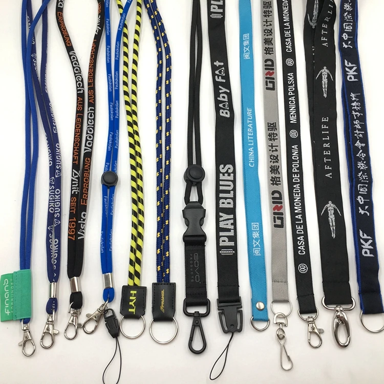 
Custom print logo woven polyester fabric key ID card holder rainbow lanyard with clip/buckle no minimum order 