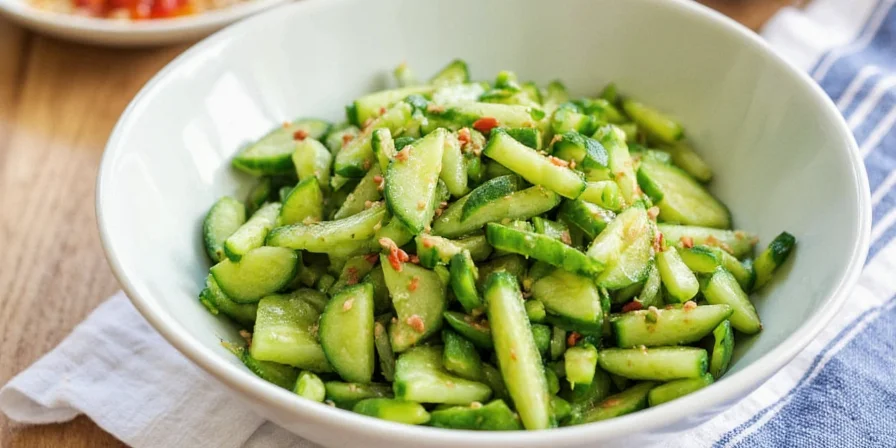 Freshly made oi muchim with red chili flakes and sesame seeds