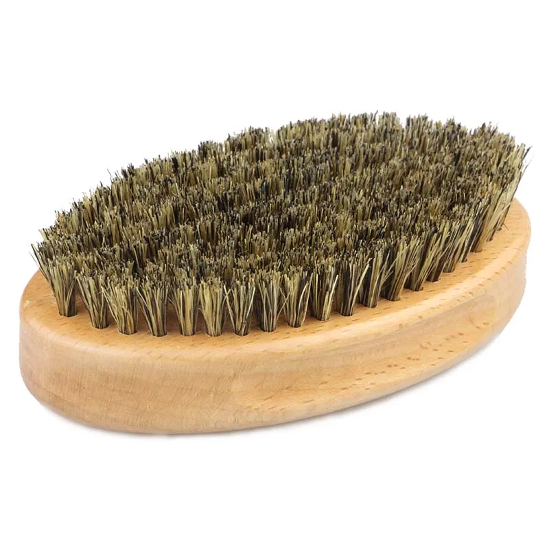 

In Stocks 360 Wave Brush round Boar Bristle natural wooden Curve beard Brush for men, Natural color
