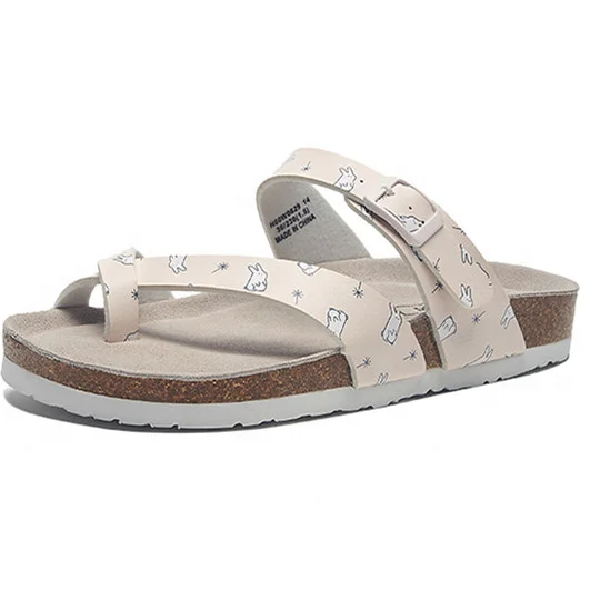 

Best Selling Ladies Lovely Painted Design Summer Outside Cork Shoes With Soft Memory Foam Foot-bed Women's Slide Sandals