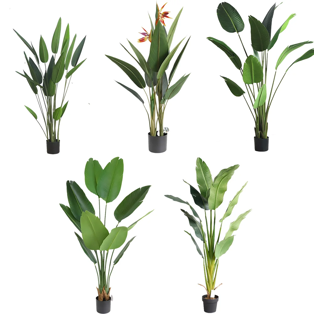 

Wholesale New design Popular home decoration fake plants fabric artificial bird of paradise artificial banana tree bonsai