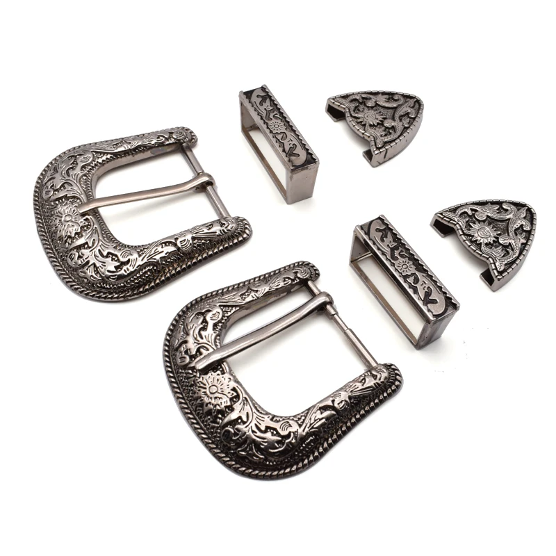 Pure handmade antique silver 3 Piece Set Italy Belt Buckle Parts  35mm 37mm luxury belt buckle