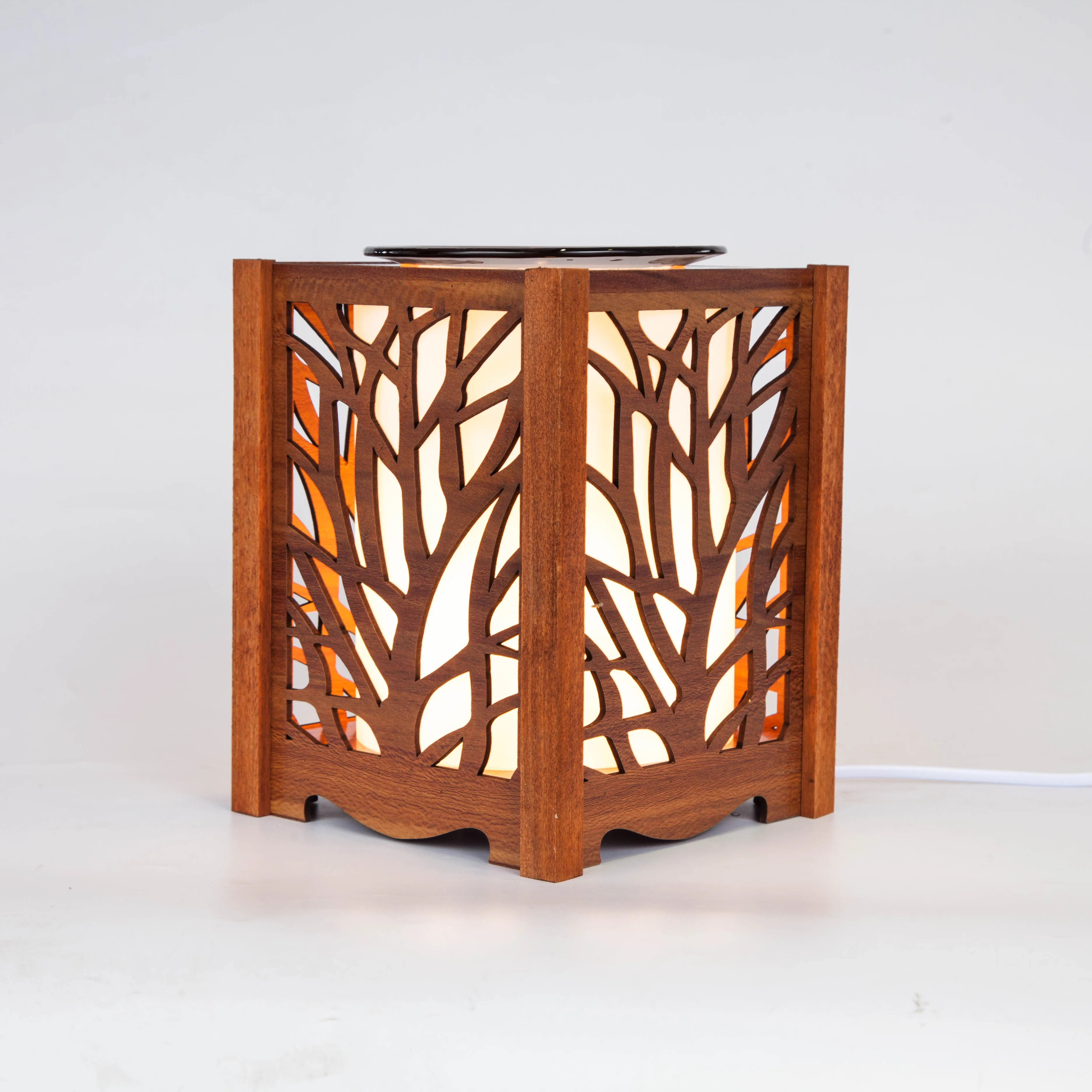 Lampada Bruciatore Per Aromaterapia In Ceramica – Scaldacera E Profumatore Per Ambienti – Idea Regalo Con Piastra Rimovibile – Luce Notturna Inclusa (Fiore) - 2