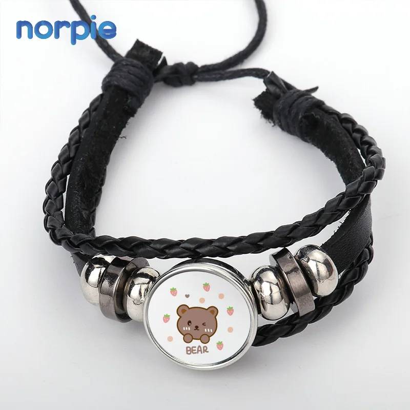 

New Arrival Customize Sublimation Blank Leather Designer Bracelets Bangle, Black