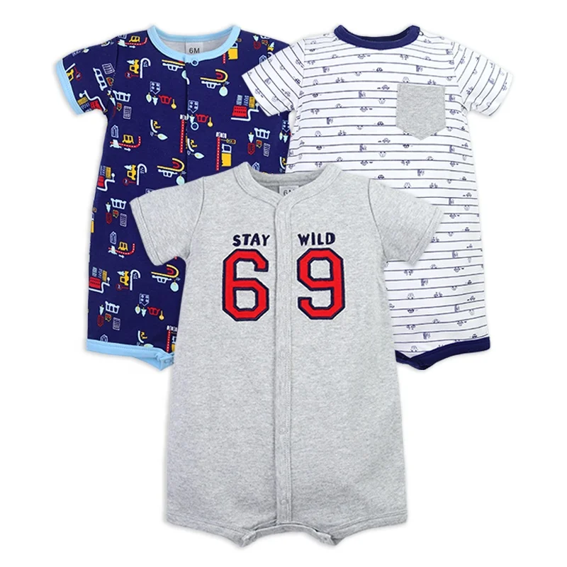 

Infant&Toddler Cotton Baby Clothes summer Romper Set 3-Piece Baby Boys and Girls Clothing Sets with Boutique Animal Embroidery