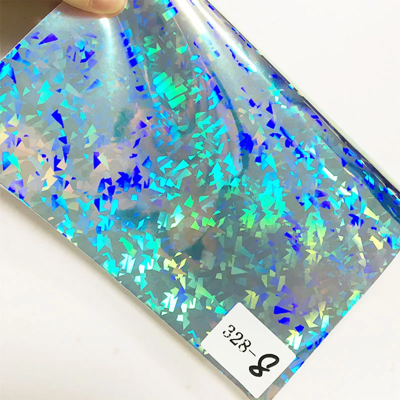 

20x120cm holographic mirror Effect Plaid Broken Glass Holographic PU Leather Rolls for Making Gift Cover Bag