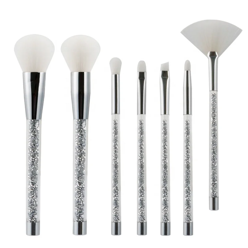 

7 PCS Acrylic Diamond Particle Handle Eye Brush Beauty Makeup Brush set, Customized color