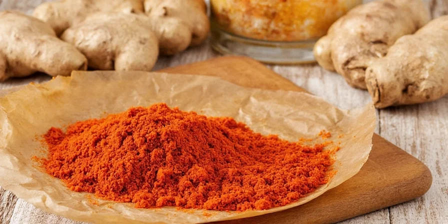 Ginger ground in a well-stocked spice rack